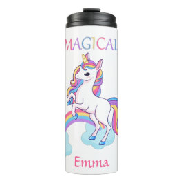 Niedliche Zauberei-Einhorn und Regenbogenweiß Thermosbecher