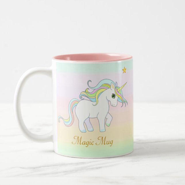 Niedliche Zauberkunst und Stern auf Pastellfarben Zweifarbige Tasse (Links)