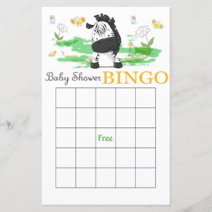 Niedliche Zebra Baby Dusche Bingcard