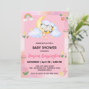 Niedliche zebra Blume Ballon Babydusche Partys Mäd Einladung