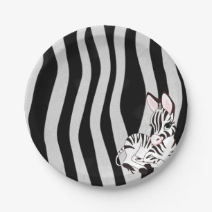 Niedliche Zebra-Druckbeschaffenheit mit Pappteller