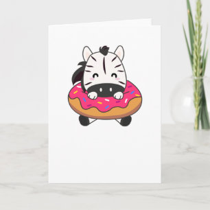 Niedliche Zebra-Funny-Tiere in Donut Pink Karte