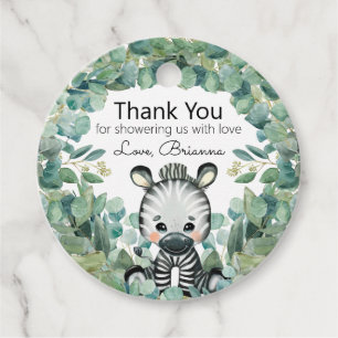 Niedliche Zebra Greenery Baby Dusche Vielen Dank Geschenkanhänger