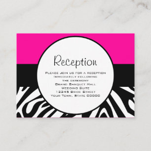 Niedliche Zebra Print Custom Hot Pink Empfang Info Begleitkarte