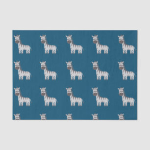Niedliche Zebra Zoo Tiere Schwarz-weiß Blue Seidenpapier