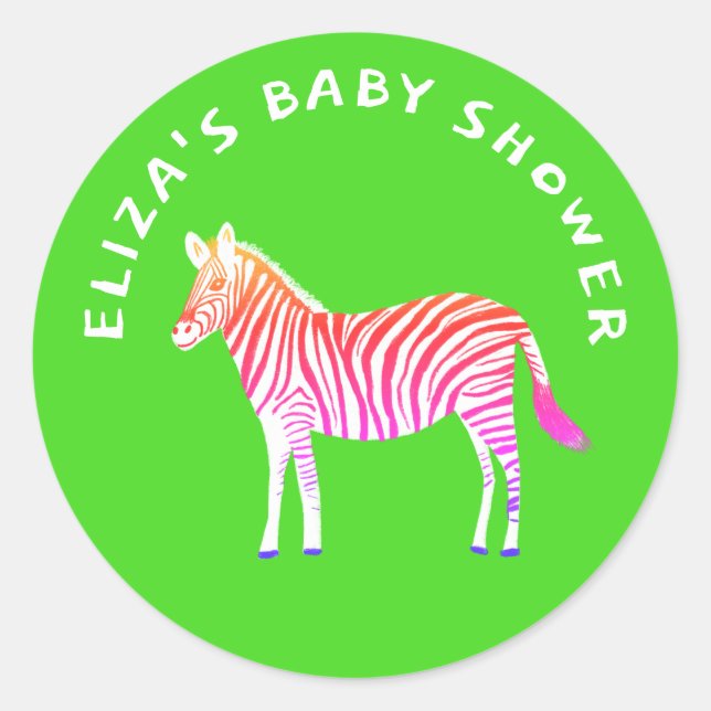 Niedliche Zebras Babydusche Runder Aufkleber (Vorderseite)