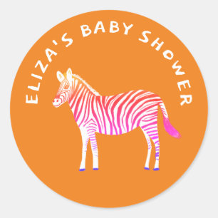 Niedliche Zebras Babydusche Runder Aufkleber