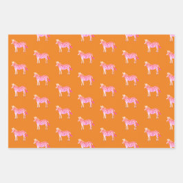 Niedliche Zebras-Farbdrucke Fett Limon rosa Geschenkpapier Set