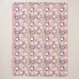 Niedliche Zeichenketten Muster L Pink BG Sherpadecke