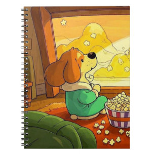 Niedliche Zeichentrickhunde Popcorn und Film Notizblock