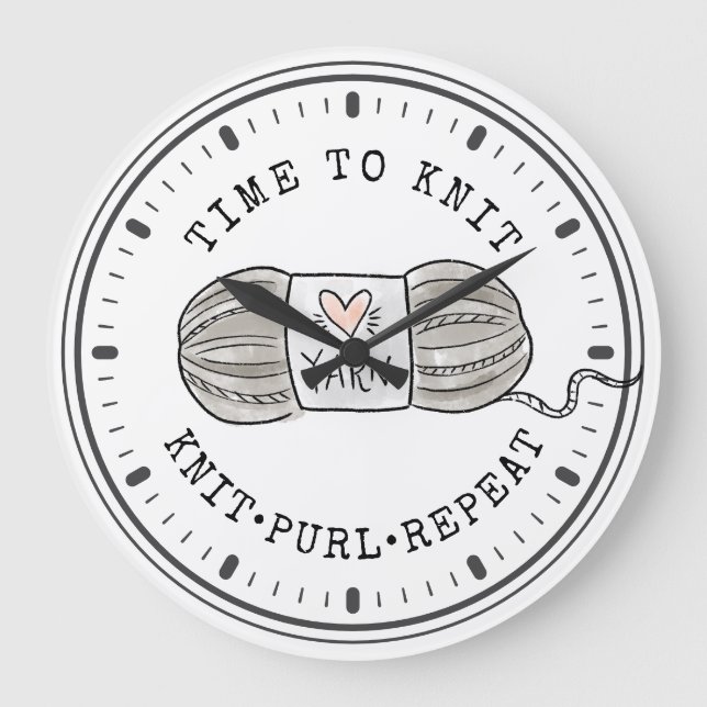 Niedliche Zeit bis zum Strick einer großen Uhr (Vorderseite)
