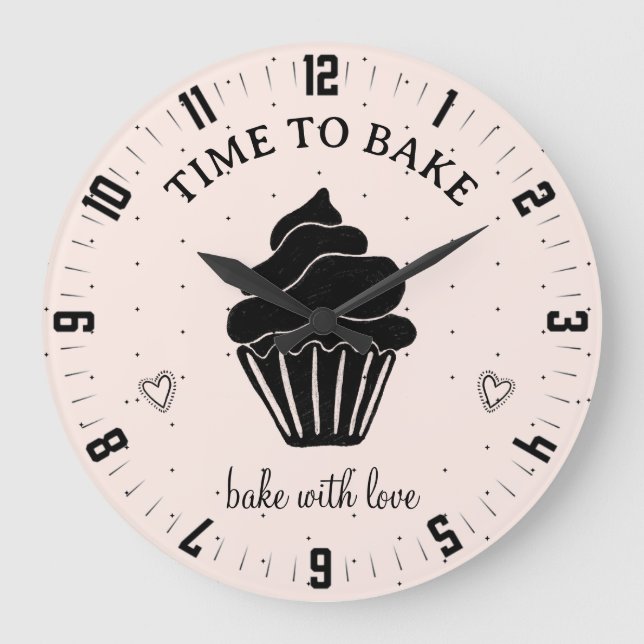 Niedliche Zeit zum Backen von Bäckereien Große Wanduhr (Vorderseite)