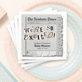 Niedliche Zeitung The Newborn Times Baby Shower Serviette