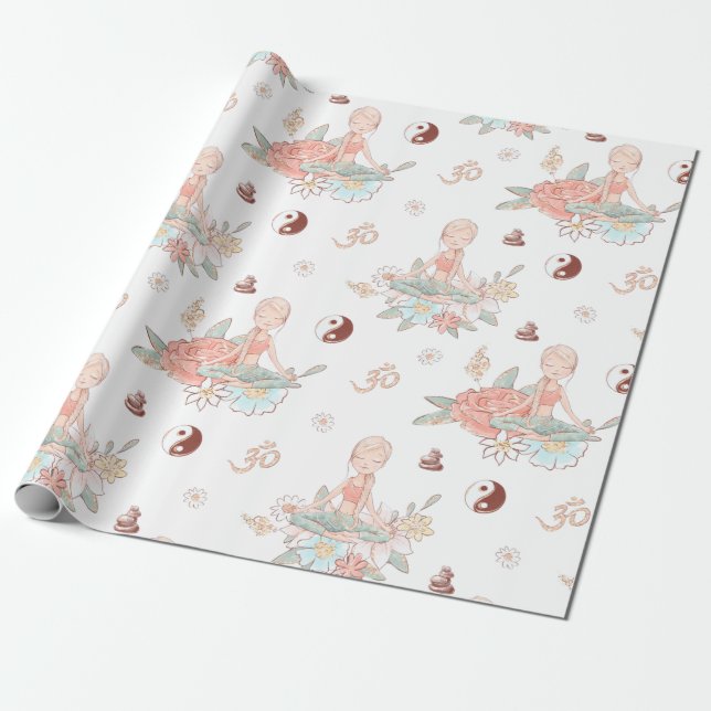 Niedliche Zen Yoga Medizin Lotus Namaste Geschenk Geschenkpapier (Ungerollt)