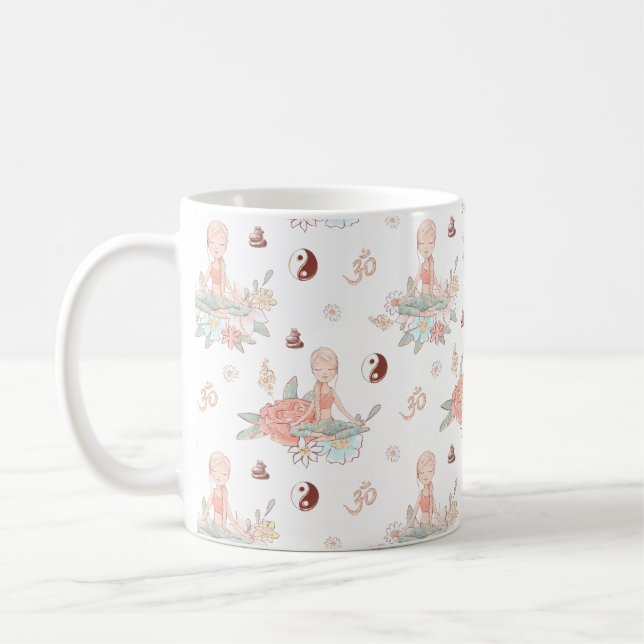 Niedliche Zen Yoga Medizin Lotus Namaste Kaffeetasse (Links)