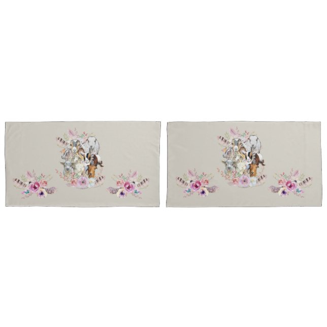 NIEDLICHE ZIEGE | Aquarellziegenportraits GetYerGo Kissenbezug (Vorderseite-Set)
