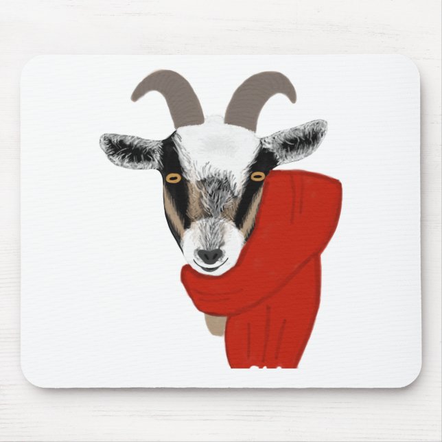Niedliche Ziege, die einen Schal trägt Mousepad (Vorne)