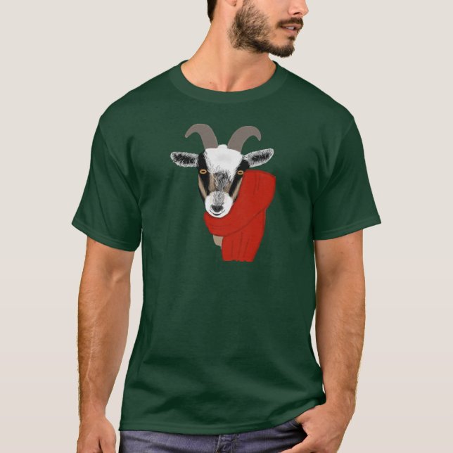 Niedliche Ziege, die einen Schal trägt T-Shirt (Vorderseite)