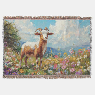 Niedliche Ziege farbenfrohe Wildblume Wiese Decke