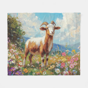 Niedliche Ziege farbenfrohe Wildblume Wiese Fleecedecke