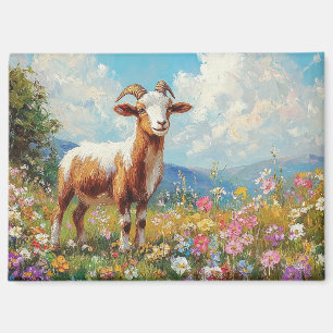 Niedliche Ziege farbenfrohe Wildblume Wiese Magnet