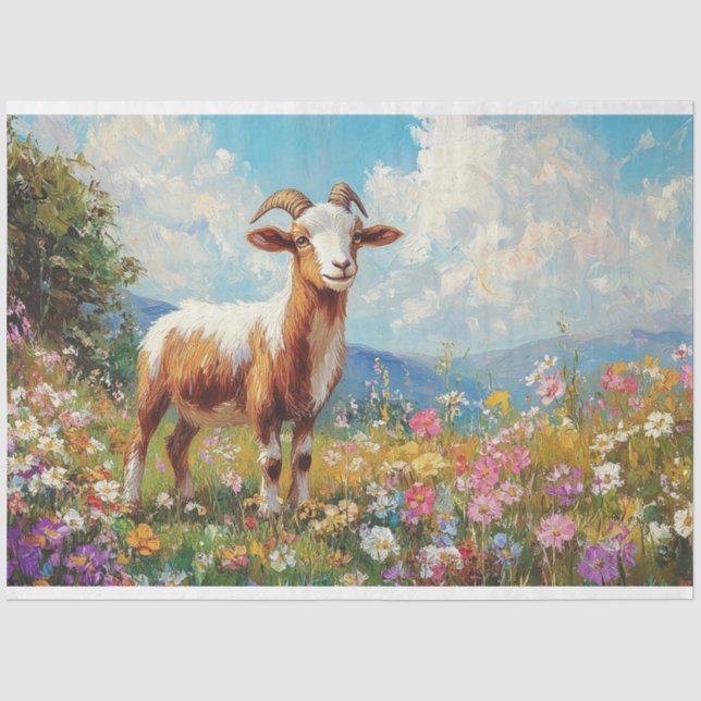 Niedliche Ziege farbenfrohe Wildblume Wiesen Entde Seidenpapier (Vorderseite)