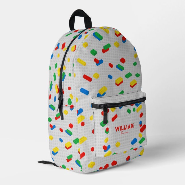 Niedliche Ziegel Gebäude Blockiert Kinder Bedruckter Rucksack (Rückseitige Ecke links)