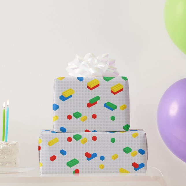 Niedliche Ziegel Gebäude Blockiert Kindermuster Geschenkpapier (Partygeschenke)