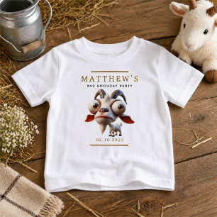 Niedliche Ziegen-Bauernhof-Tiere 2. Geburtstagsfei Baby T-shirt