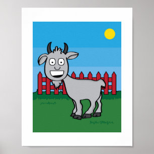 Niedliche ZiegenIllustration Kids Farm Animal Art  Poster