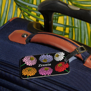 Niedliche Zinnia Garden Blume zeichnend Individual Gepäckanhänger