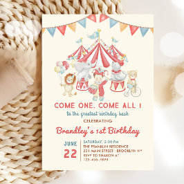 Niedliche Zirkustiere Karneval Geburtstag Einladun Einladung