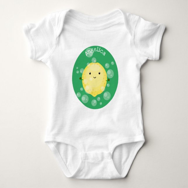 Niedliche Zitronenfrüchte Cartoon Blasen Veranscha Baby Strampler (Vorderseite)