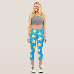 Niedliche Zitronenfrüchte Cartoon Blasen Veranscha Capri Leggings
