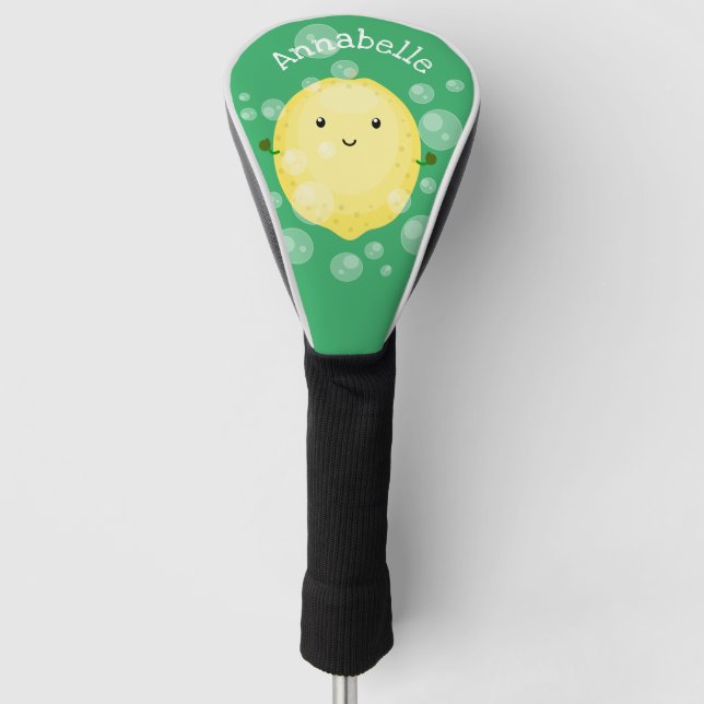 Niedliche Zitronenfrüchte Cartoon Blasen Veranscha Golf Headcover (Vorderseite)