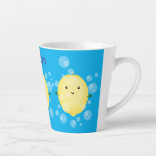 Niedliche Zitronenfrüchte Cartoon Blasen Veranscha Milchtasse