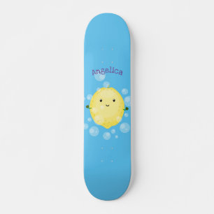 Niedliche Zitronenfrüchte Cartoon Blasen Veranscha Skateboard