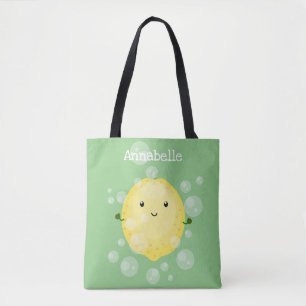 Niedliche Zitronenfrüchte Cartoon Blasen Veranscha Tasche