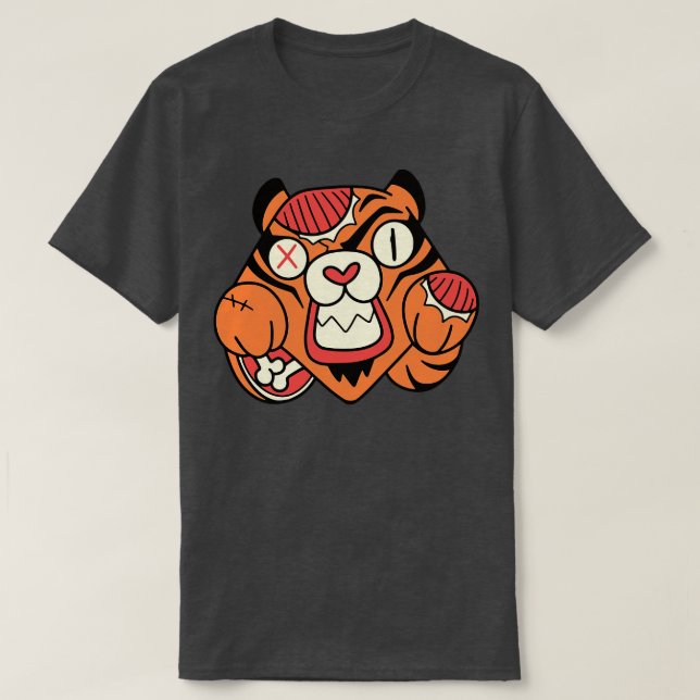 Niedliche Zombie Tiger Funny Halloween Tiere T-Shirt (Design vorne)