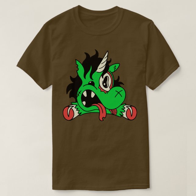 Niedliche Zombie Unicorn Funny Halloween Tiere T-Shirt (Design vorne)