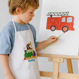 Niedliche Zootiere und Spielzeugzug Kinderschürze
