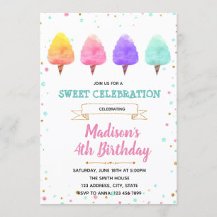 Niedliche Zuckerwatte-Party Einladung