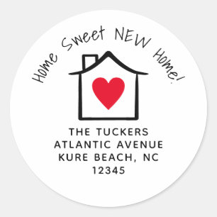 Niedliche Zuhause Sweet New Zuhause Address Label Runder Aufkleber
