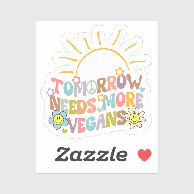 Niedliche Zukunft braucht mehr Veganer, Retro Aufkleber (Blatt)