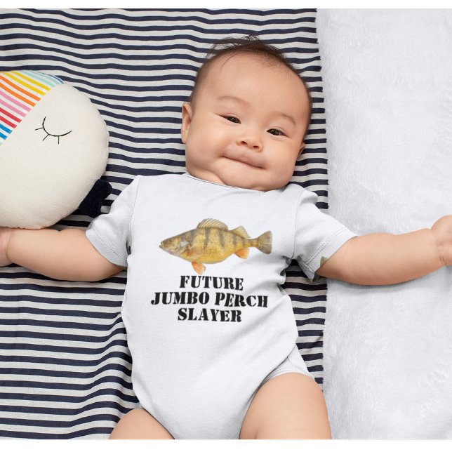 Niedliche Zukunft Jumbo Perch Slayer Funny Fishing Baby Strampler (Future Perch Angler! )