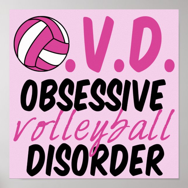 Niedliche zwanghafte Volleyballstörung Rosa Spiele Poster (Vorne)