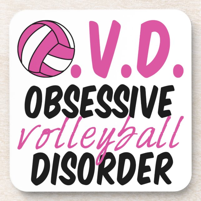Niedliche zwanghafte Volleyballstörung Rosa Spiele Untersetzer (Vorderseite)