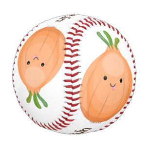 Niedliche Zwiebelgrün-Cartoon-Abbildung Baseball
