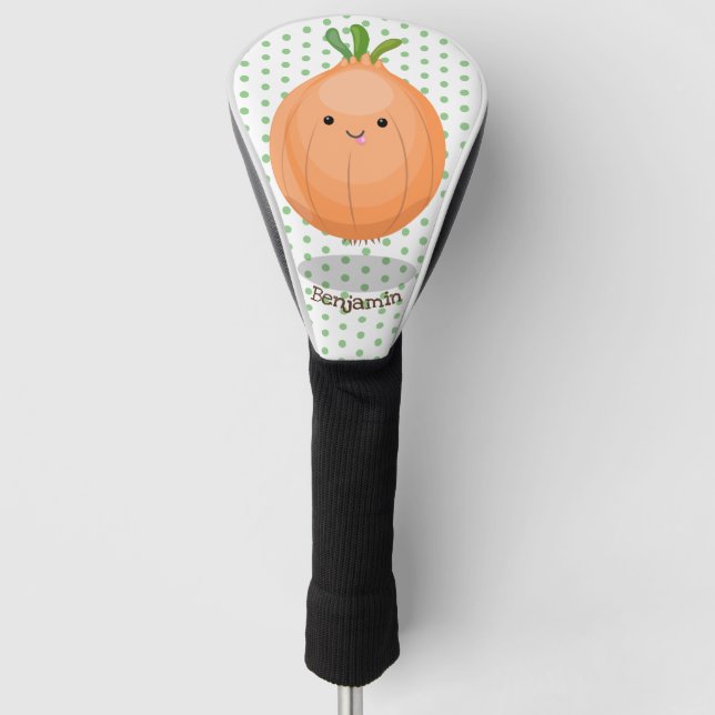 Niedliche Zwiebelgrün-Cartoon-Abbildung Golf Headcover (Vorderseite)