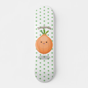 Niedliche Zwiebelgrün-Cartoon-Abbildung Skateboard